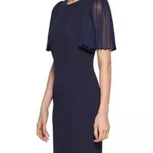 Calvin Klein Navy Dress with Flutter Sleeves